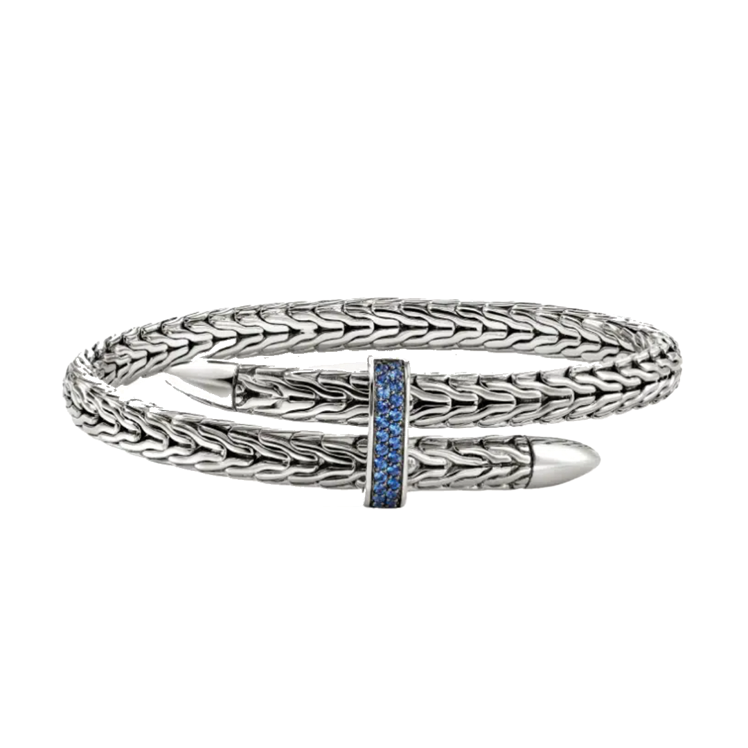 Flexible Cuff Bracelet with Blue Sapphires