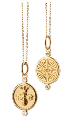 Queen Bee Charm Necklace with Diamonds