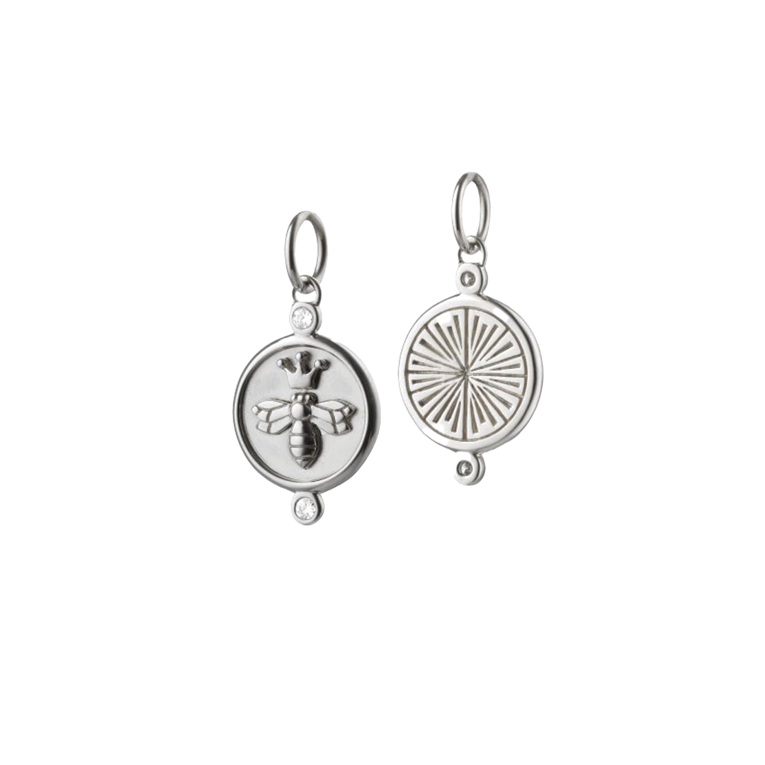 'Queen Bee' Charm with White Sapphires