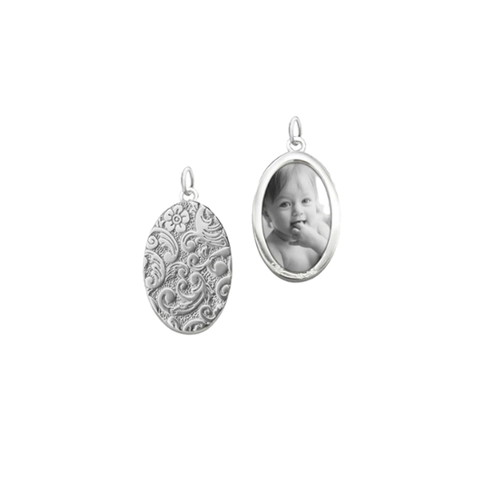 Oval Half Locket with Floral Pattern