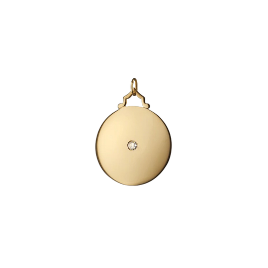 Diamond Disc Charm with Engraved Script "12-11-24"