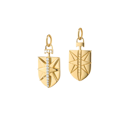 Mini 'Fearless Shield' Charm with Diamonds