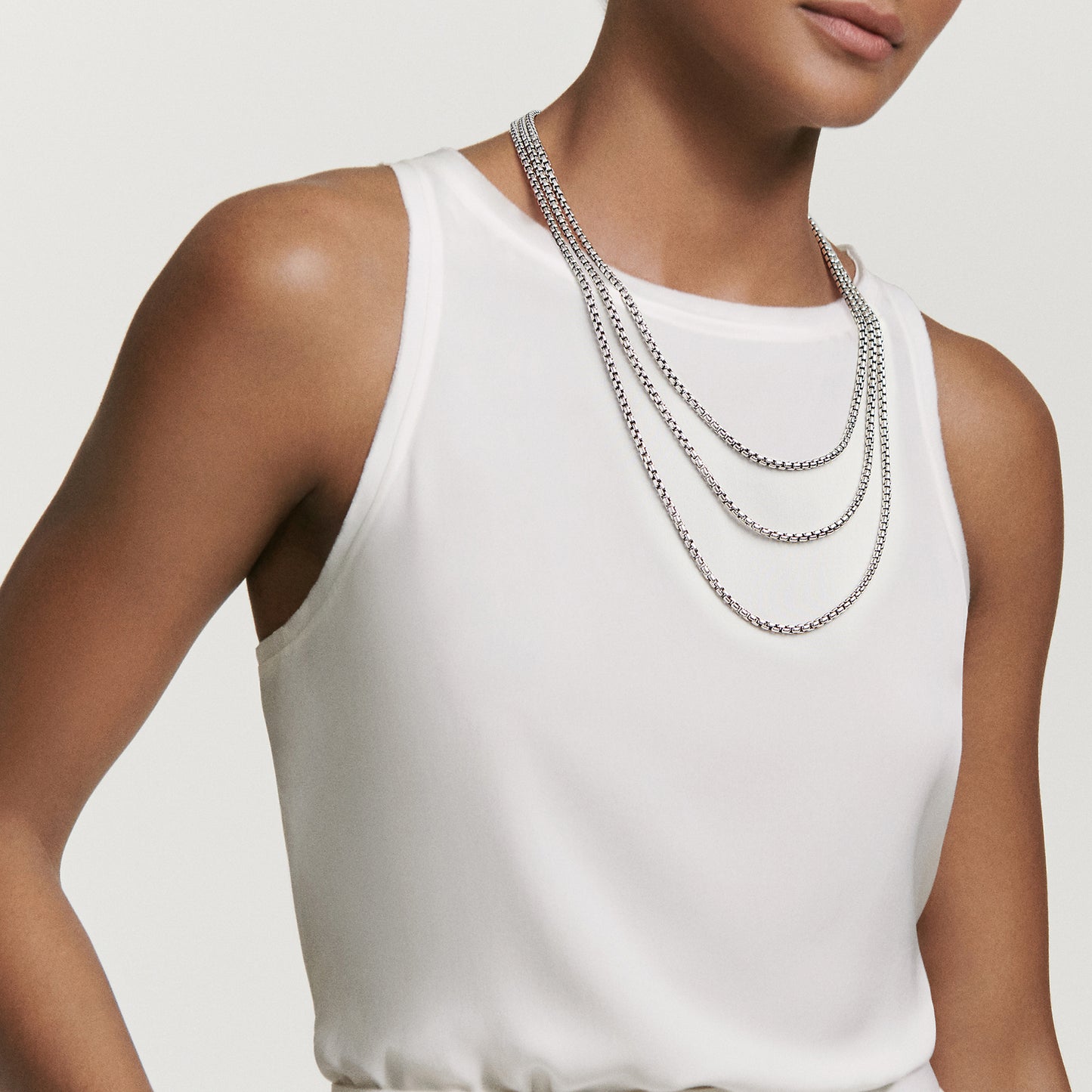 Box Chain Necklace with Gold