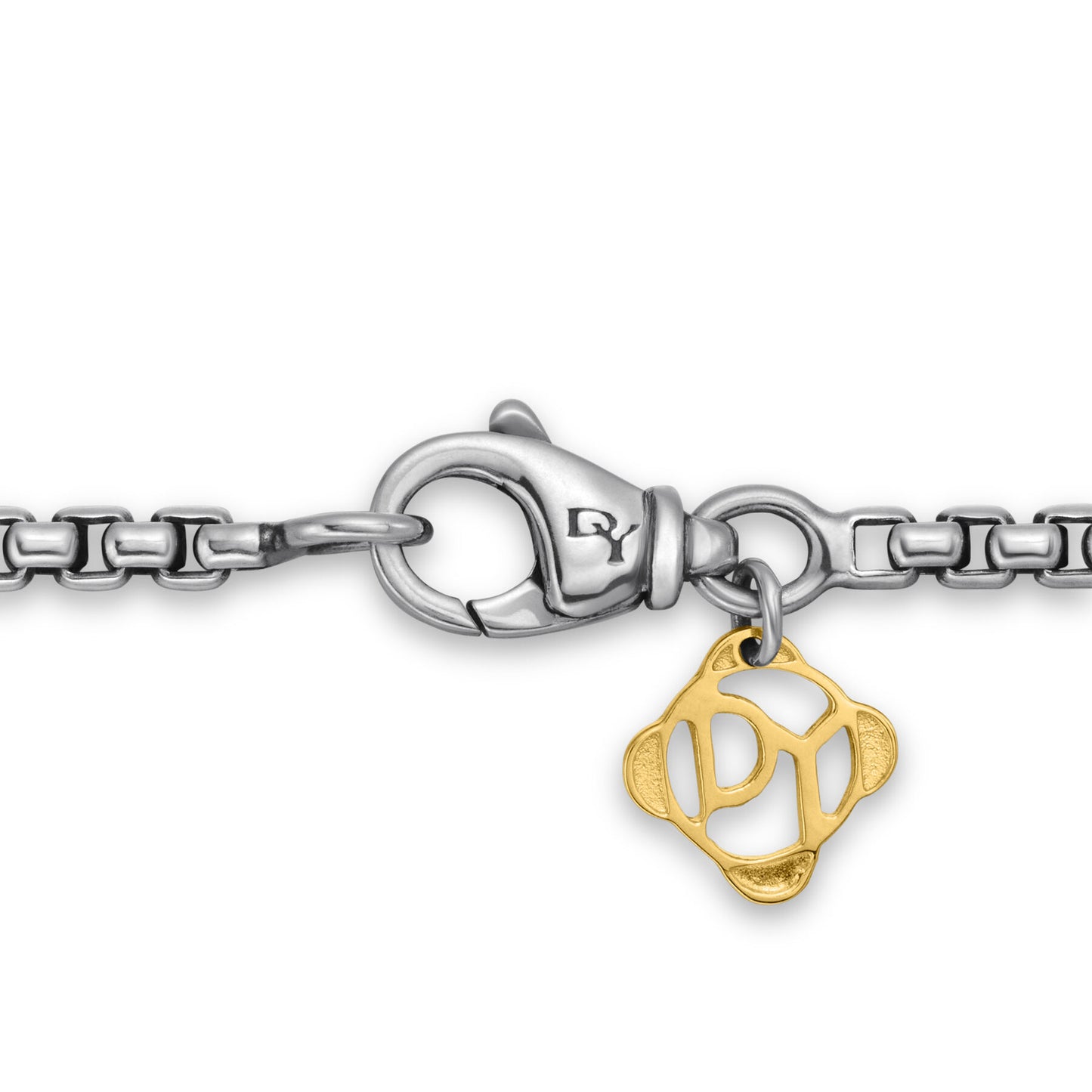 Small Box Chain Necklace with Gold