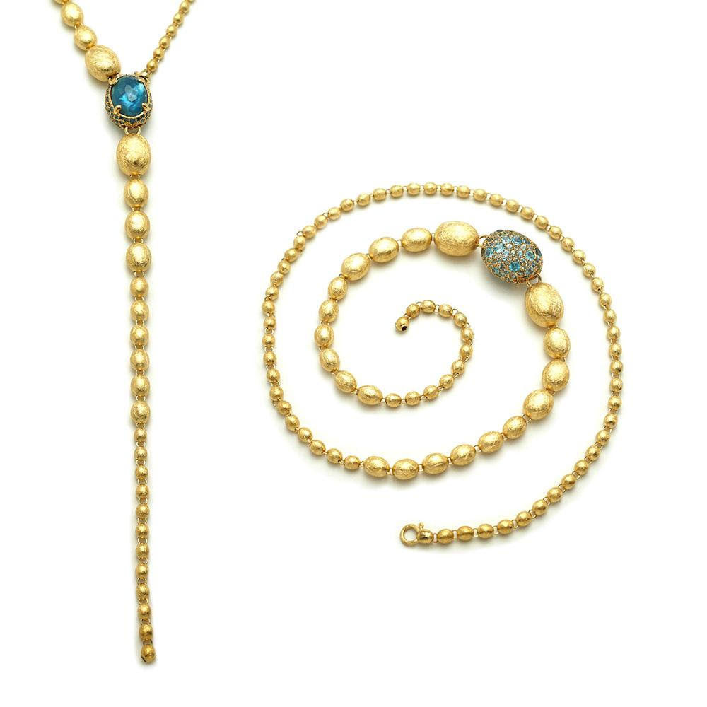 Dancing In The Rain Reverse Lariat Necklace with Multi Colored Gems