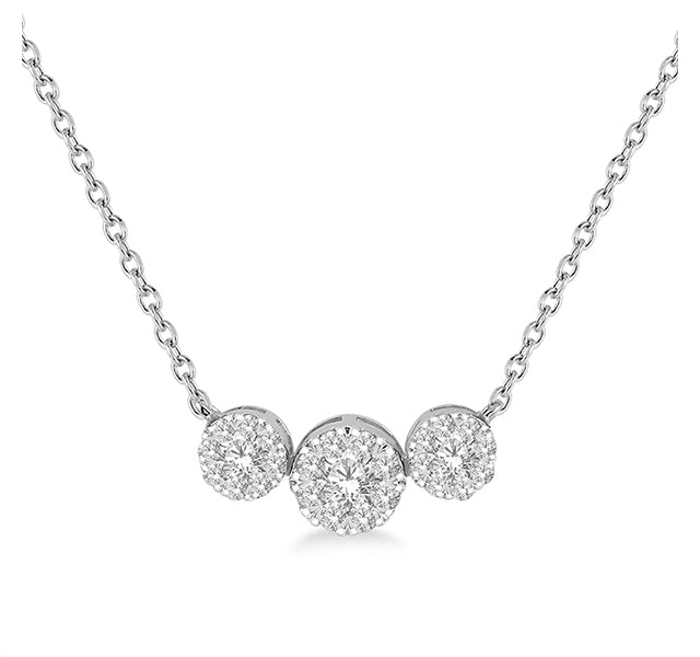 Diamond Cluster Necklace In White Gold