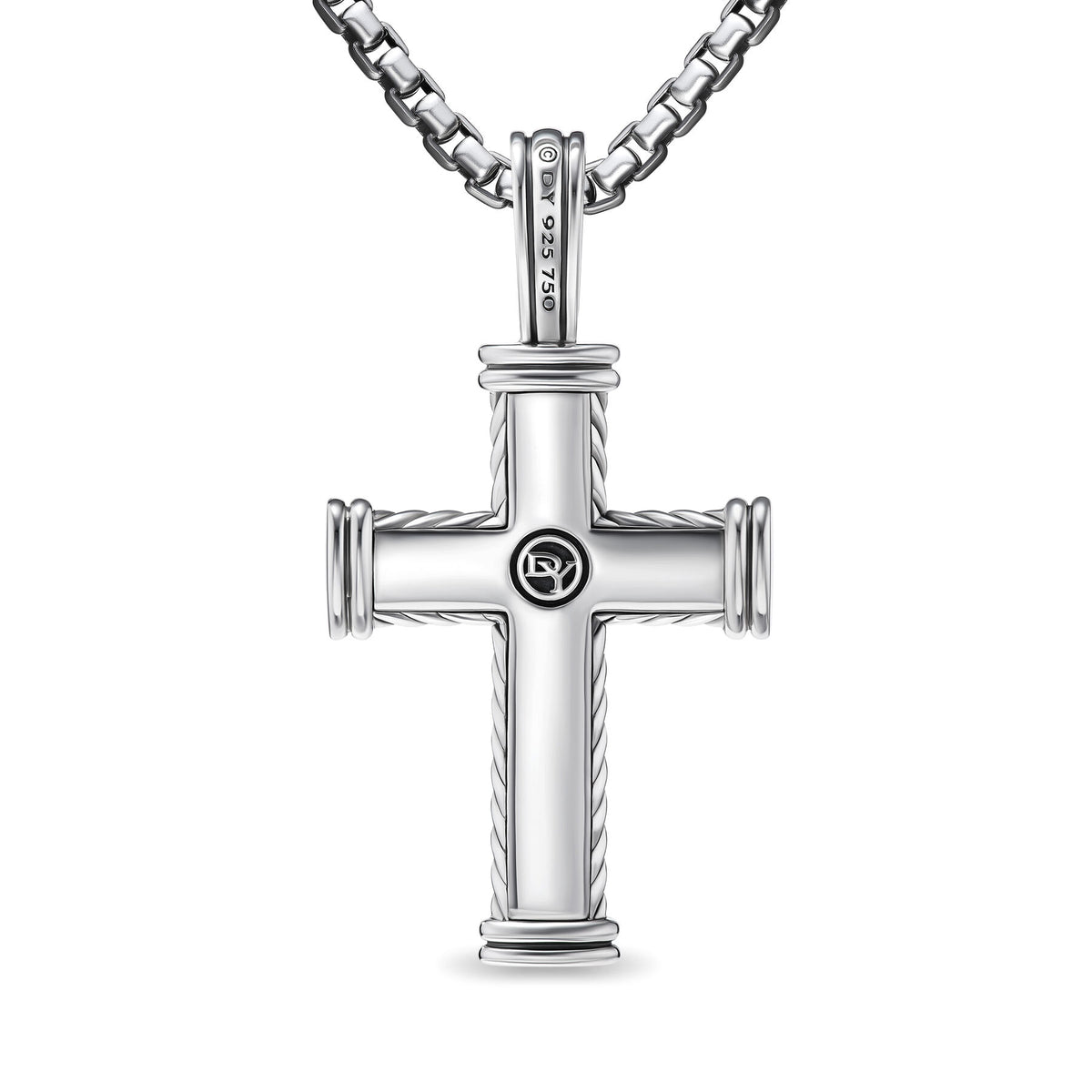 Chevron Cross Pendant in Sterling Silver with 18K Yellow Gold, 33mm