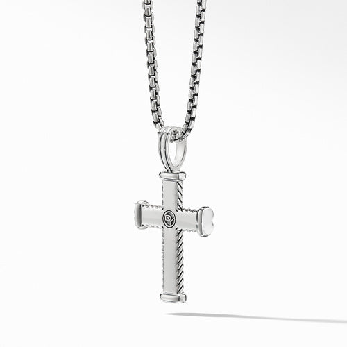 Chevron Cross Pendant with Black Diamonds
