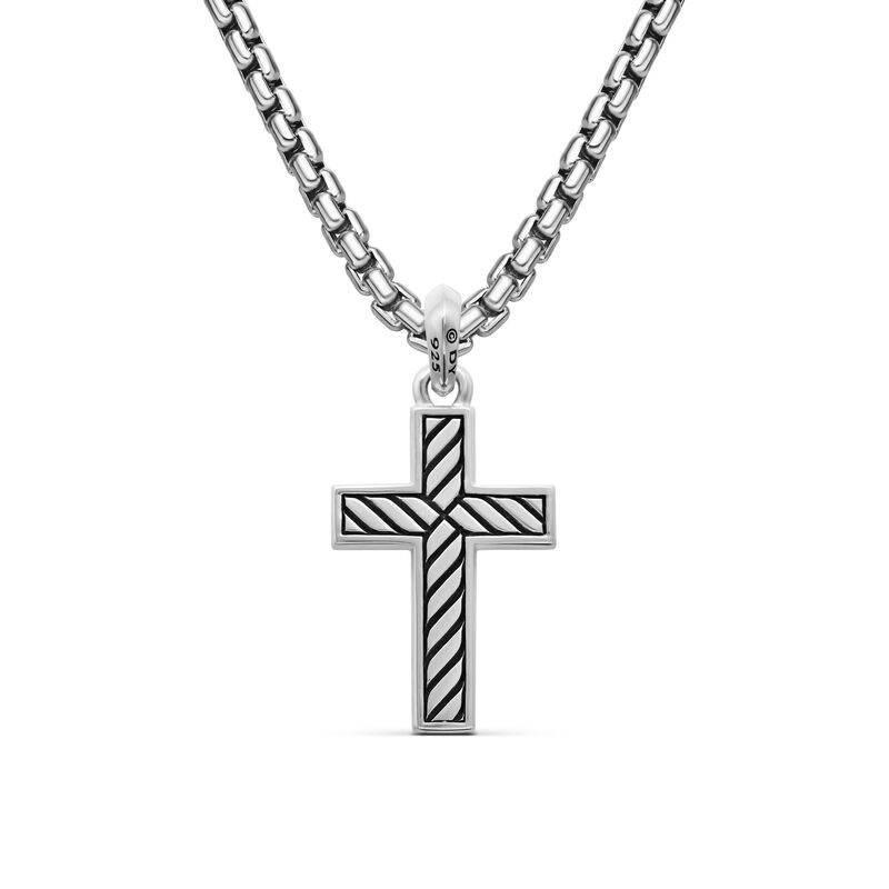 Exotic Stone Cross in Sterling Silver with Black Onyx, 26mm
