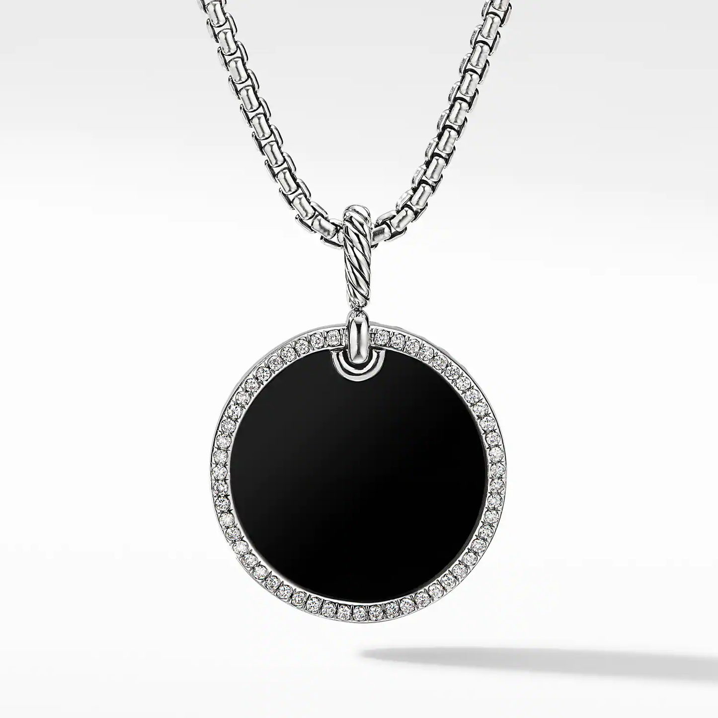 DY Elements Disc Pendant with Black Onyx and Pavé Diamond Rim