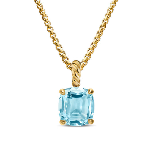 Marbella? Pendant in 18K Yellow Gold with Sky Blue Topaz, 12mm
