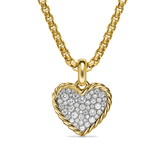 Pavé Heart Amulet in 18K Yellow Gold with Diamonds, 15.6mm