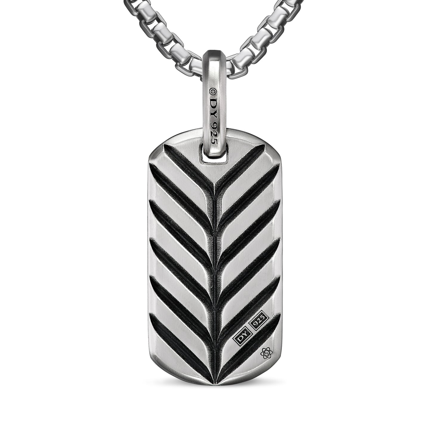 Chevron Tag in Sterling Silver with Meteorite, 27mm