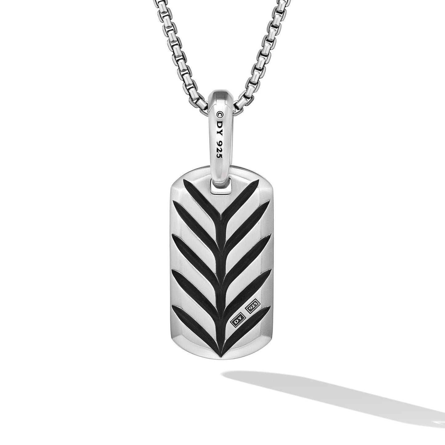 Chevron Tag in Sterling Silver with Diamonds, 21mm