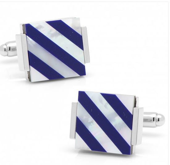 Mother of Pearl Diagonal Striped Cufflinks