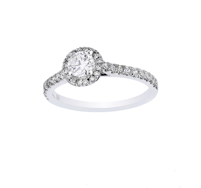 Round Halo Engagement Ring .75tw