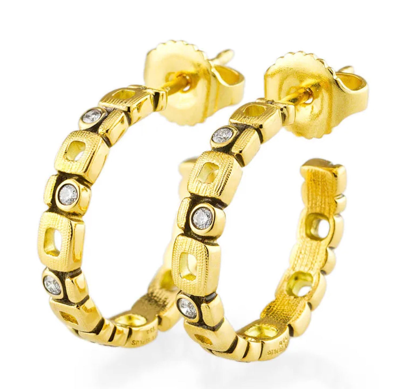 Small Micro Windows Diamond Hoop Earrings