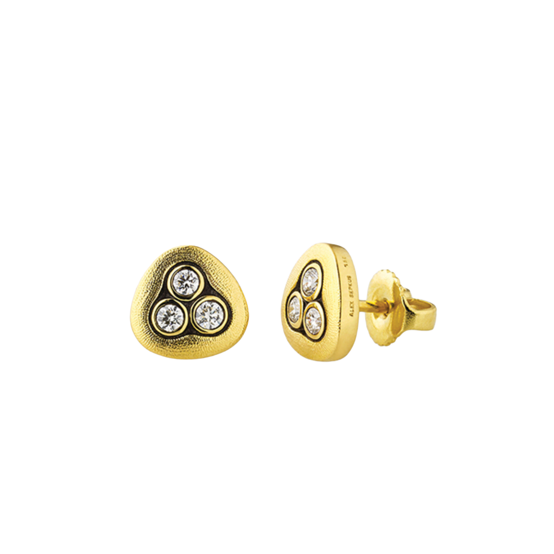 Swirling Water Diamond Stud Earrings