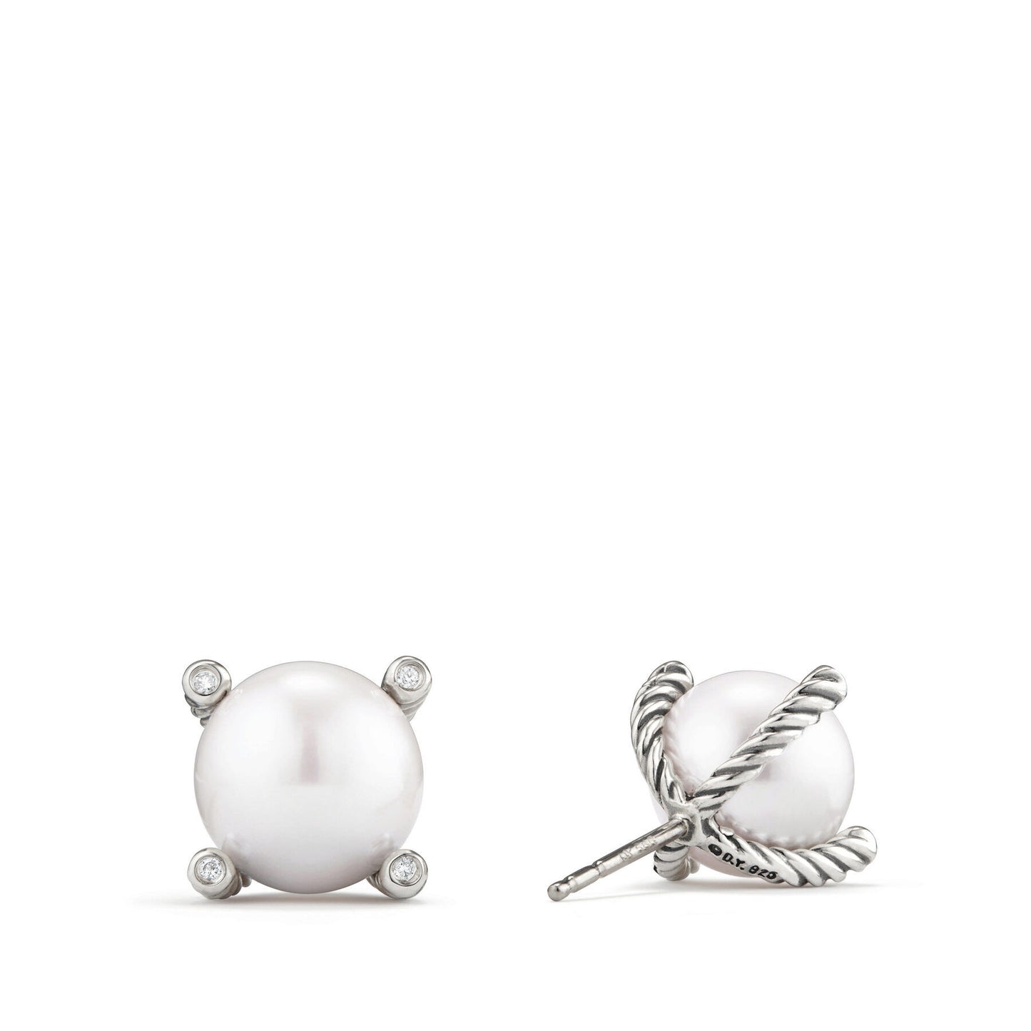 Pearl Earrings with Diamonds