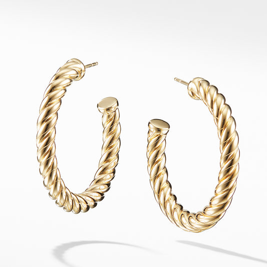 Sculpted Cable Hoop Earrings in 18K Yellow Gold, 40mm