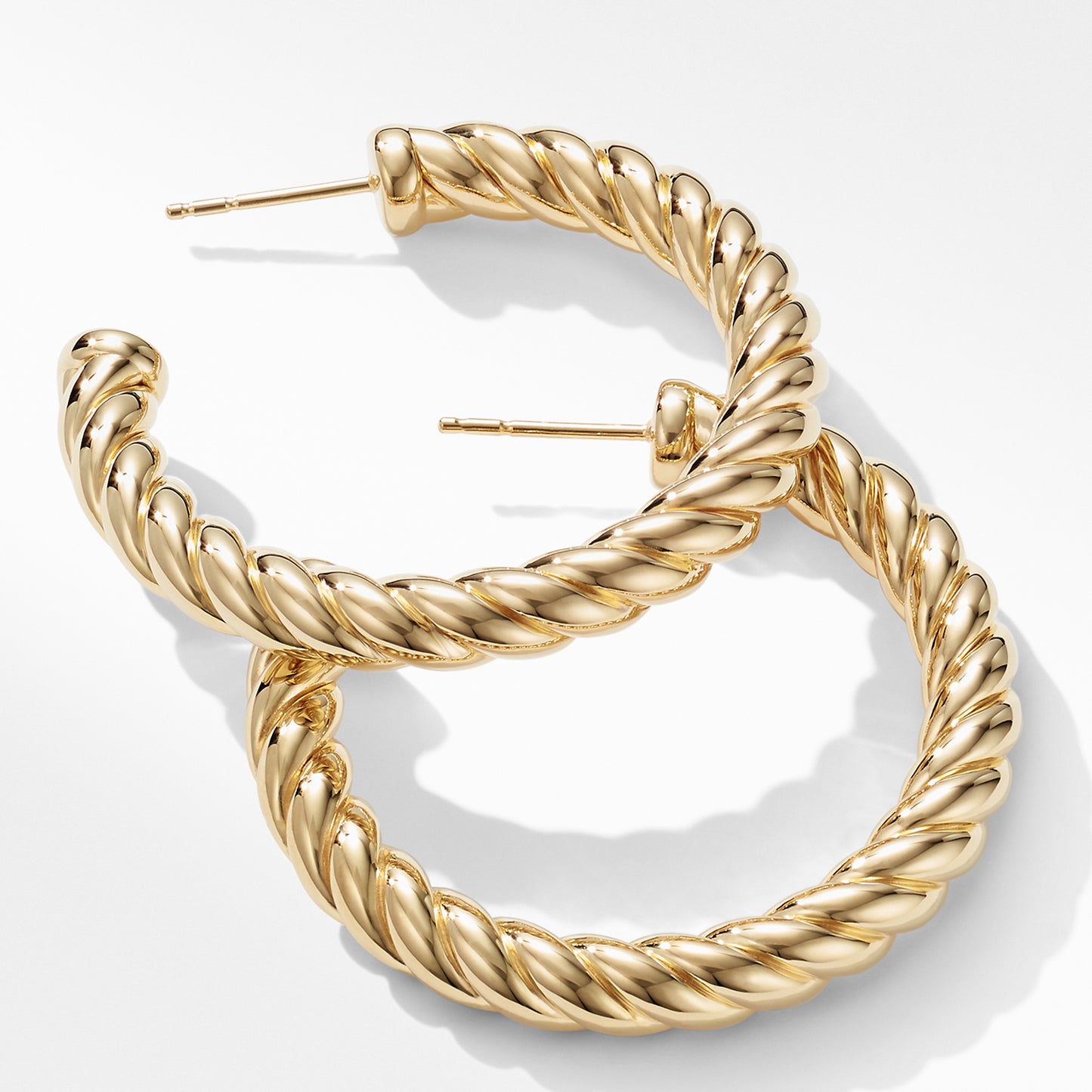 Sculpted Cable Hoop Earrings in 18K Yellow Gold, 40mm