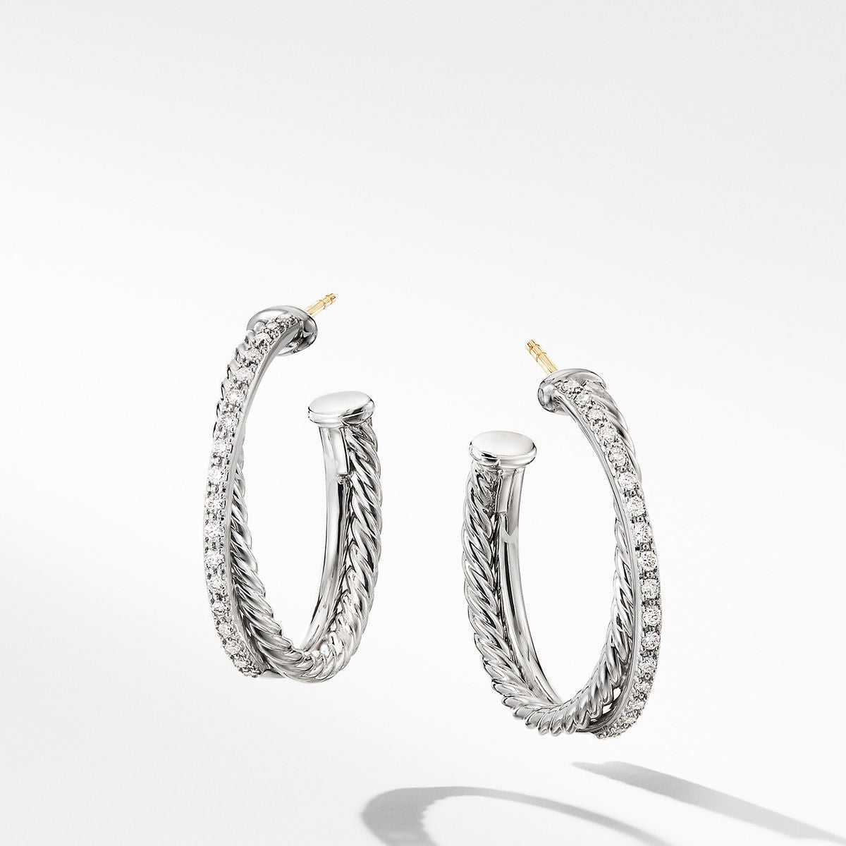 The Crossover Collection® Medium Hoop Earrings with Diamonds