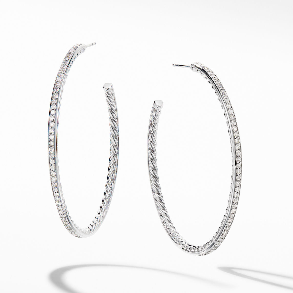 Large Hoop Earrings with Pavé Diamonds