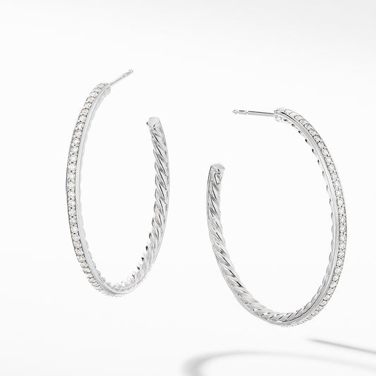 Medium Hoop Earrings with Pavé Diamonds