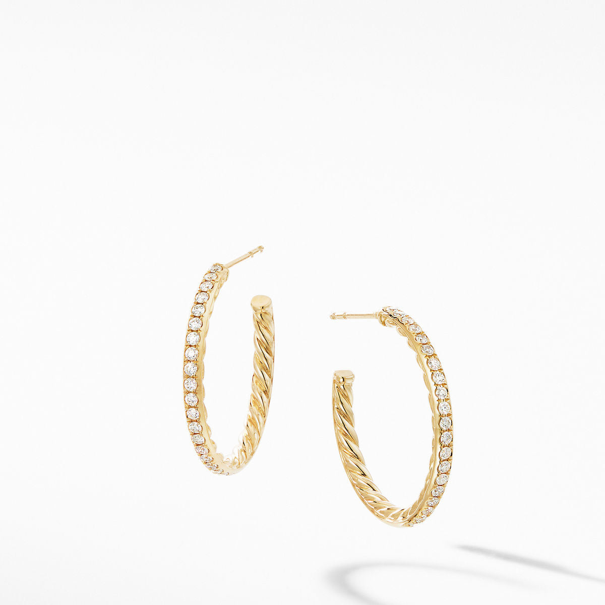 Small Hoop Earrings in 18K Yellow Gold with Pavé Diamonds