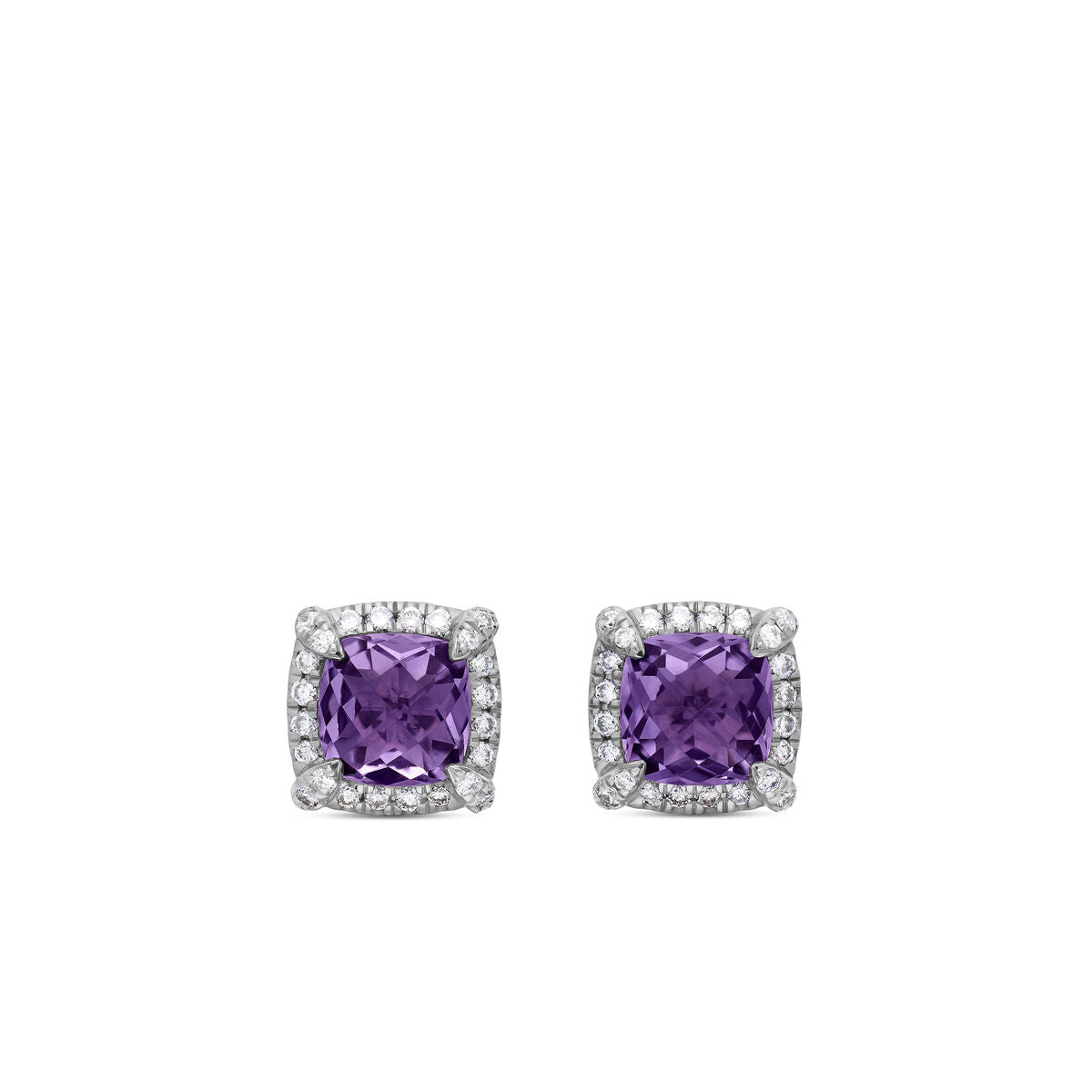 Petite Chatelaine® Pavé Bezel Stud Earrings with Ameythst and Diamonds