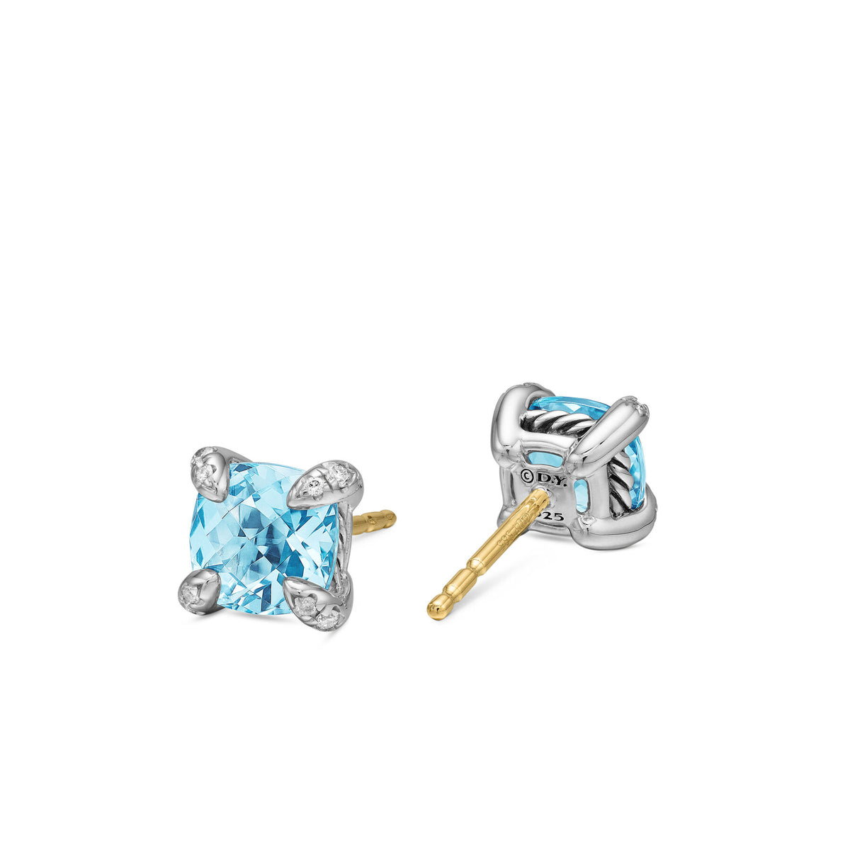 Chatelaine® Stud Earrings with Blue Topaz and Diamonds