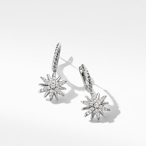 Starburst Drop Earrings with Pavé Diamonds