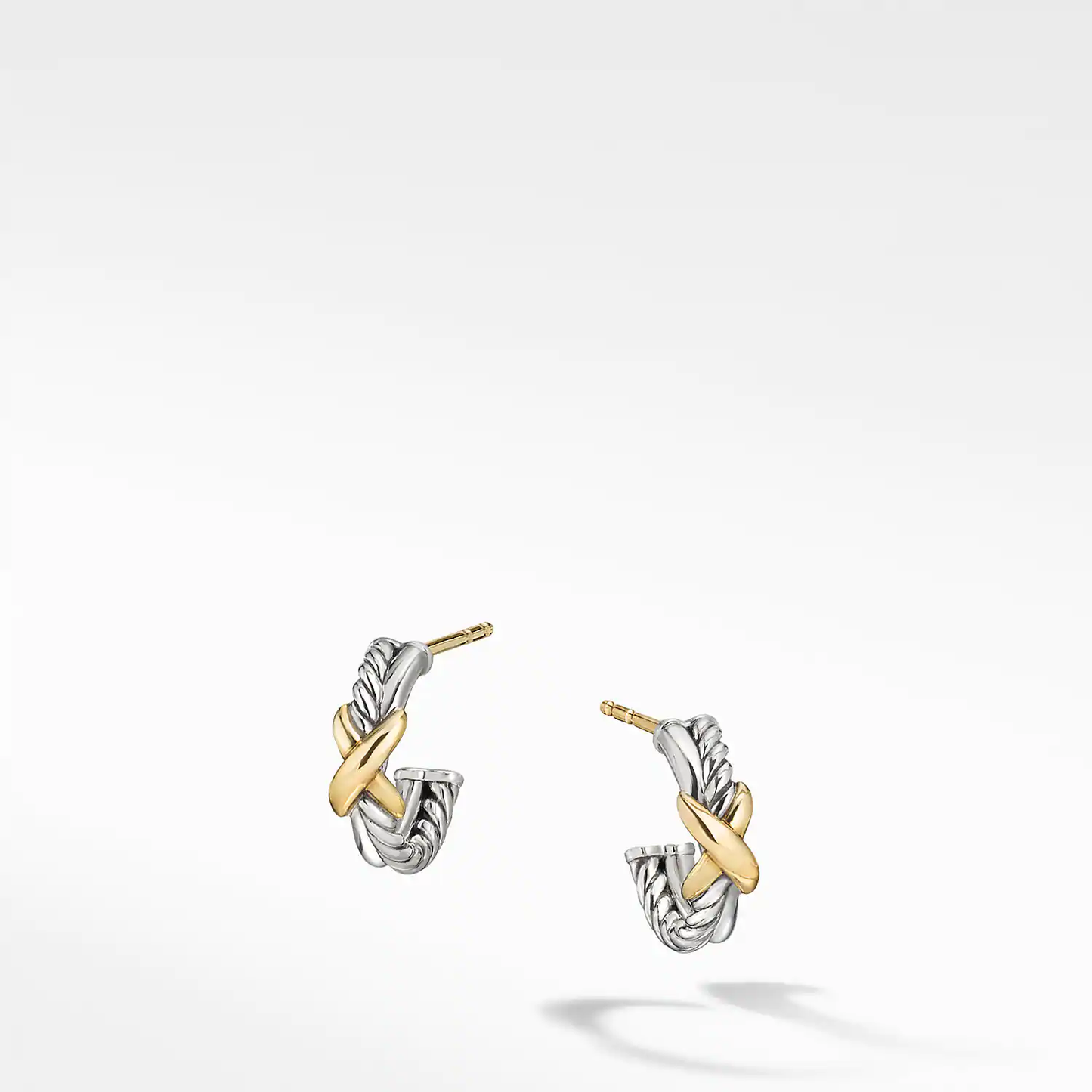 Petite X Mini Hoop Earrings with 18K Yellow Gold