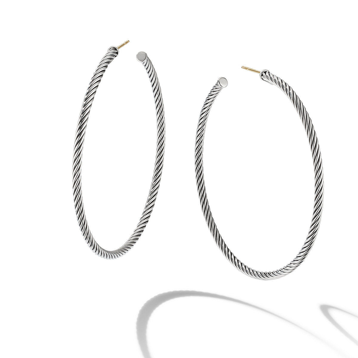 Sculpted Cable Hoop Earrings in Sterling Silver