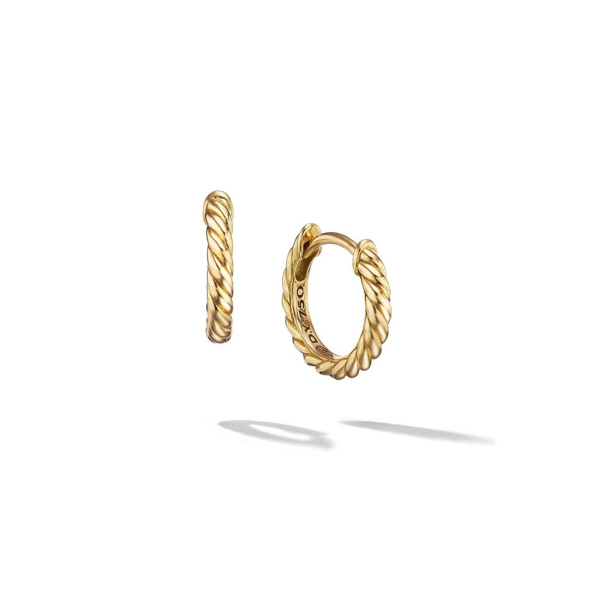 Sculpted Cable Huggie Hoop Earrings in 18K Yellow Gold