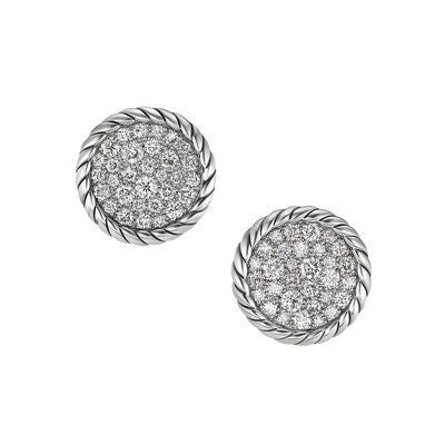 DY Elements® Button Stud Earrings with Pavé Diamonds