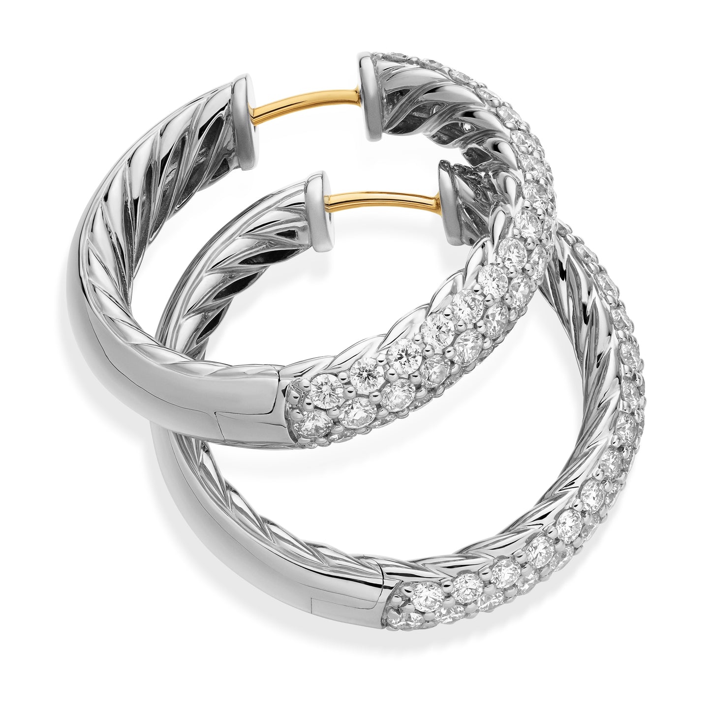 DY Mercer® Hoop Earrings in Sterling Silver with Diamonds, 25.4mm