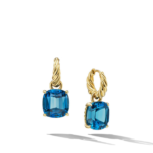 Marbella® Drop Earrings in 18K Yellow Gold with Hampton Blue Topaz, 23.3mm