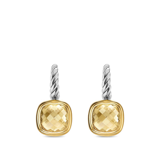 Albion® Drop Earrings in Sterling Silver with 18K Yellow Gold and Champagne Citrine, 10mm