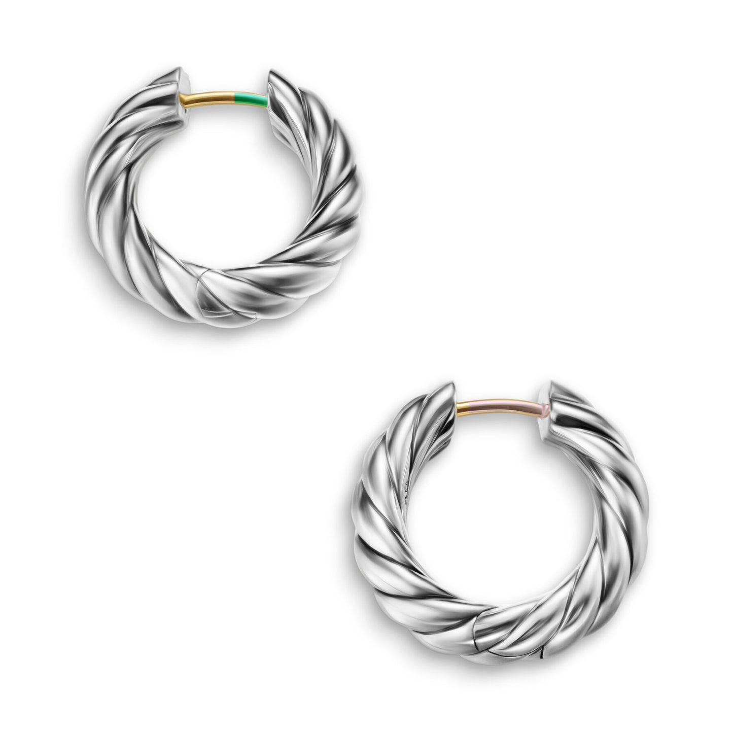 Sculpted Cable Hoop Earrings in Sterling Silver, 18.6mm