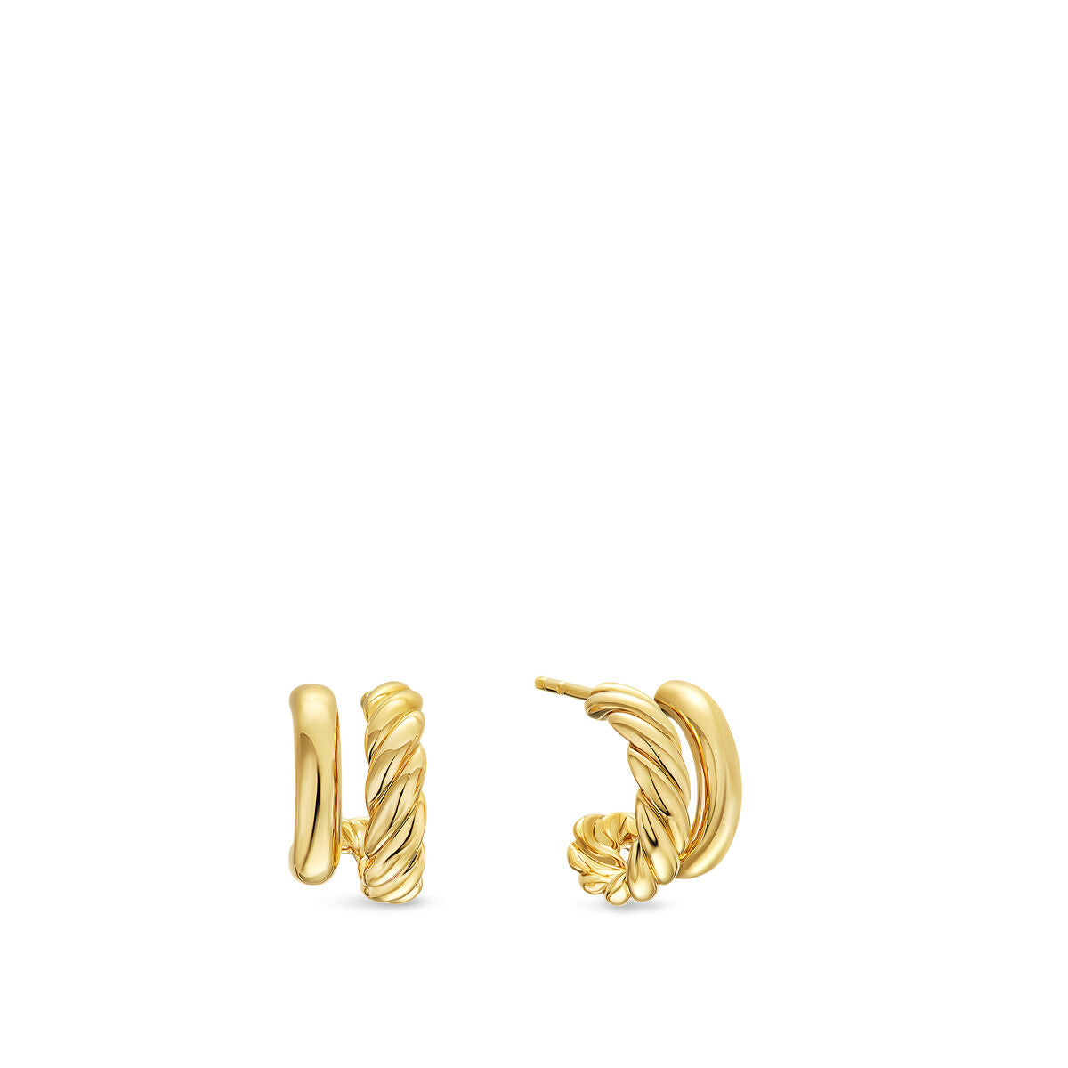 DY Mercer® Double Hoop Huggie Earrings in 18K Yellow Gold, 13.5mm