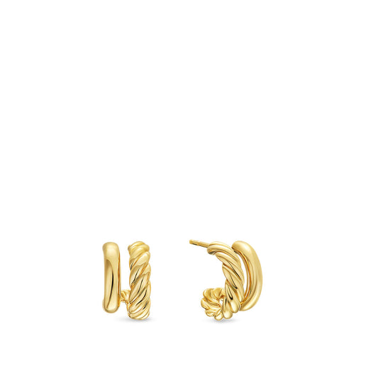 DY Mercer® Double Hoop Huggie Earrings in 18K Yellow Gold, 13.5mm