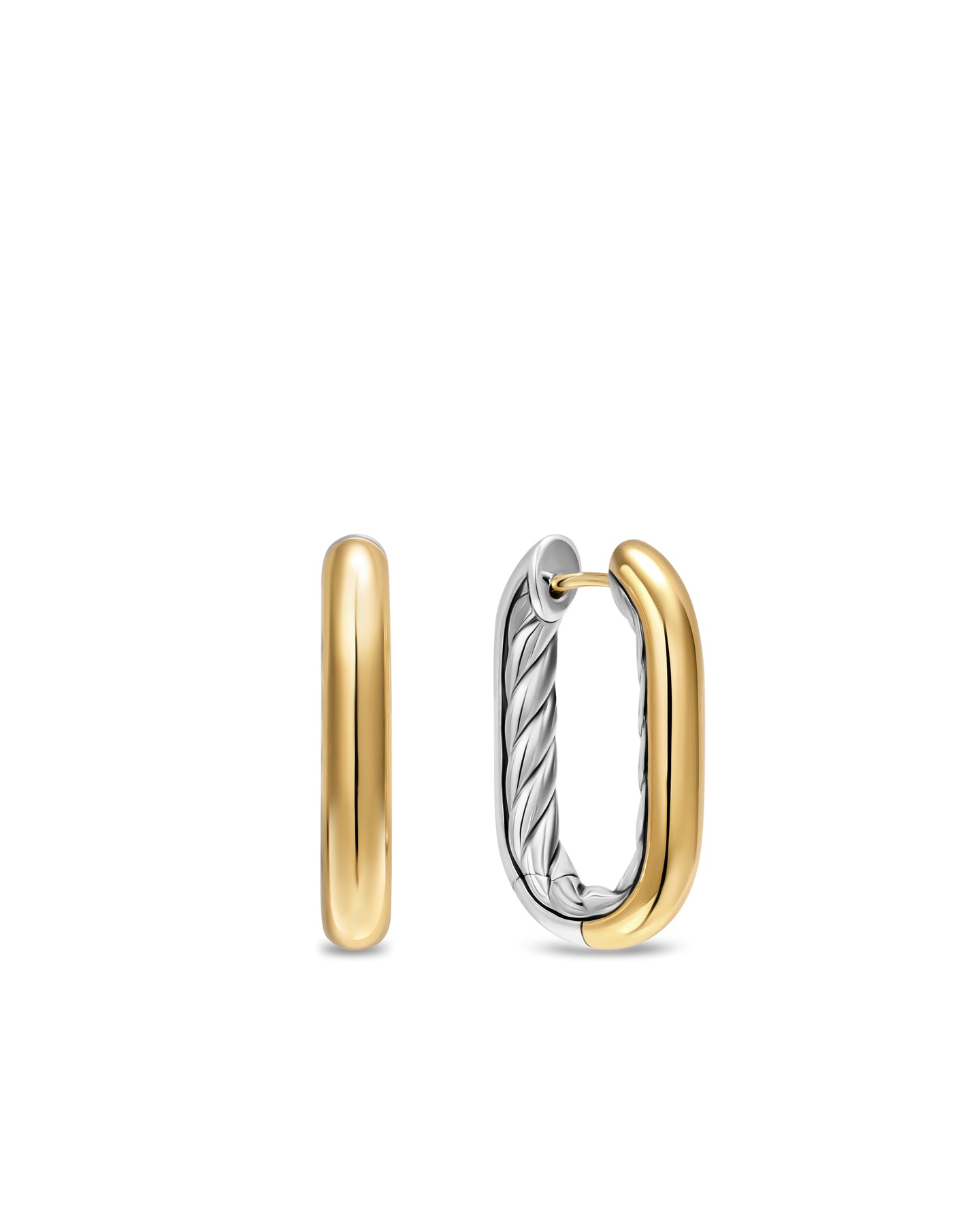 DY Madison® Smooth Hoop Earrings in Sterling Silver and 14Kt yellow gold