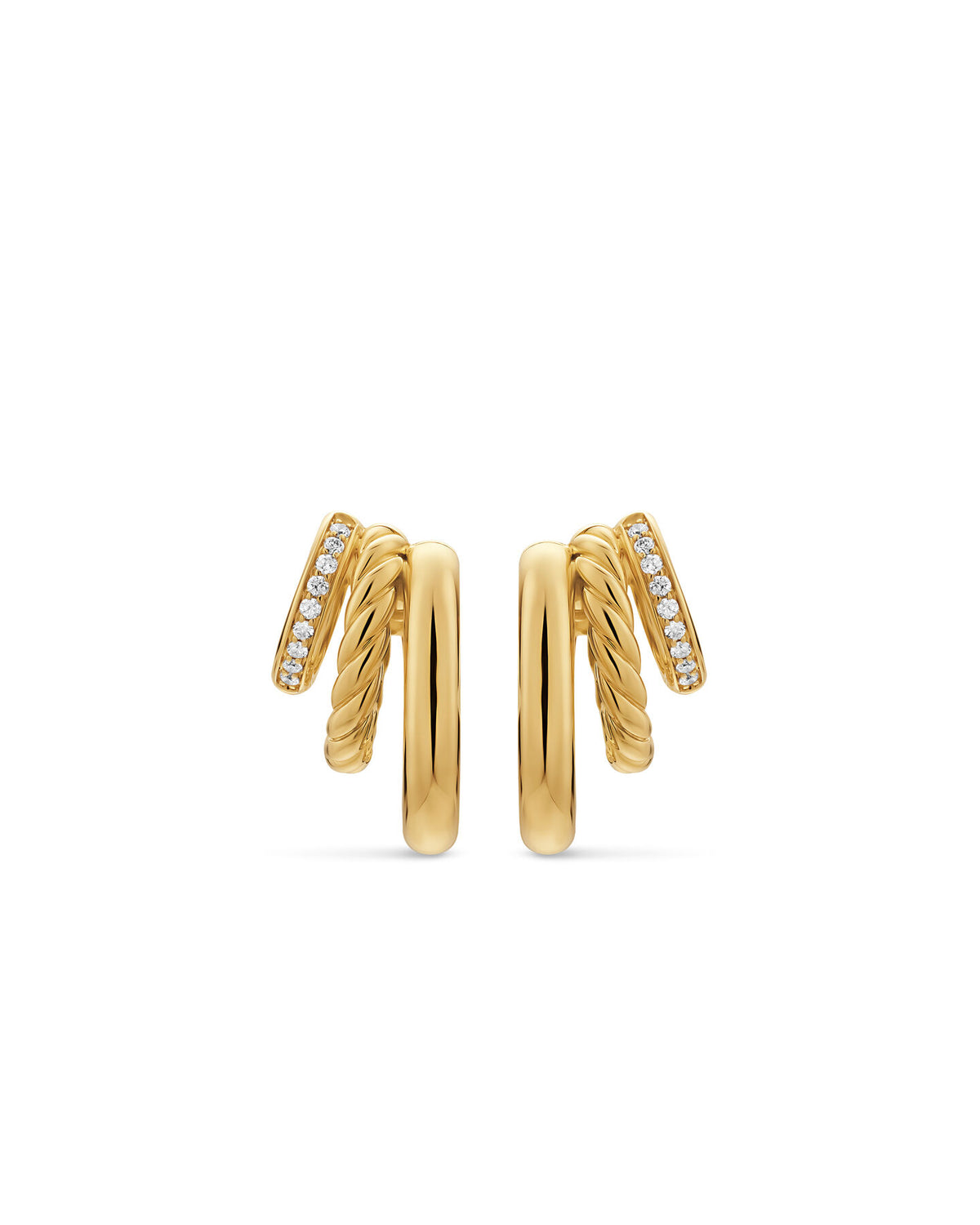 Mercer® Multi Row Earrings in 18K Yellow Gold and Diamonds, 18mm