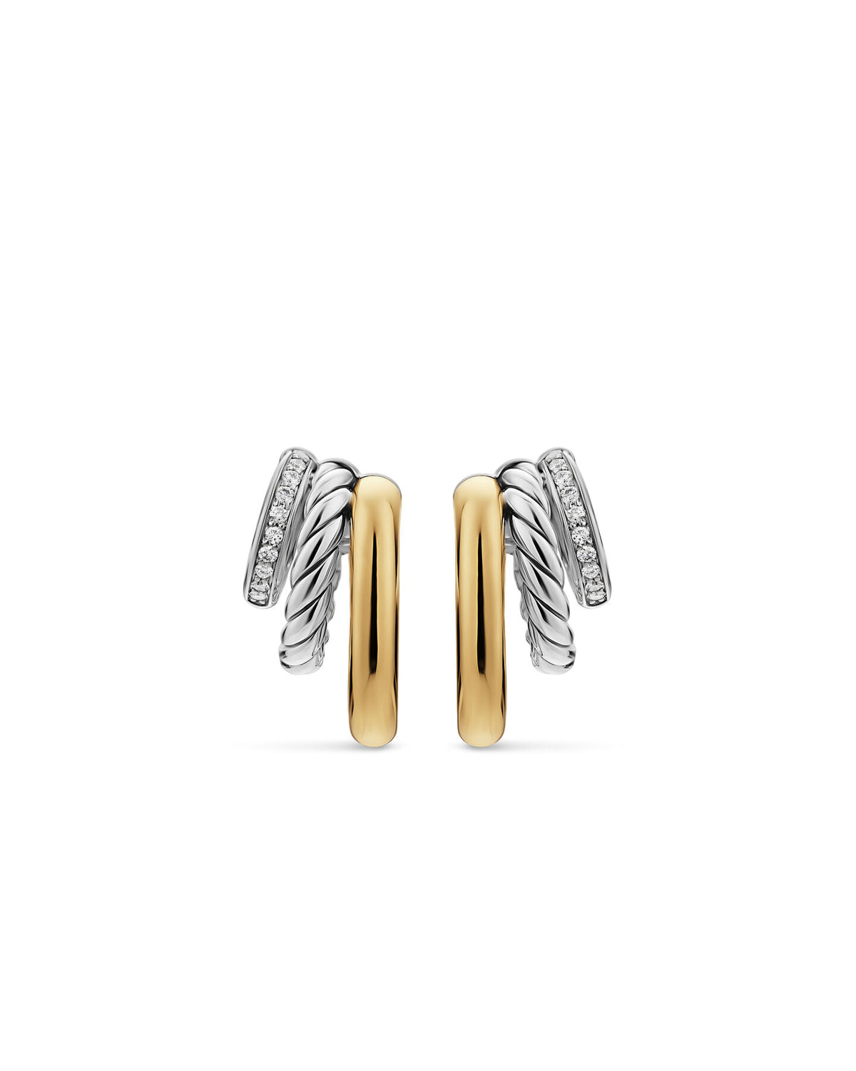 Mercer® Multi Row Earrings in Sterling Silver with 14K Yellow Gold and Diamonds, 18mm