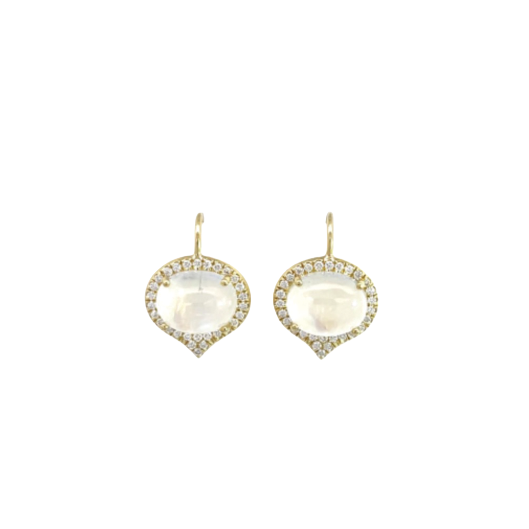 Rainbow Moonstone Earrings with Diamonds