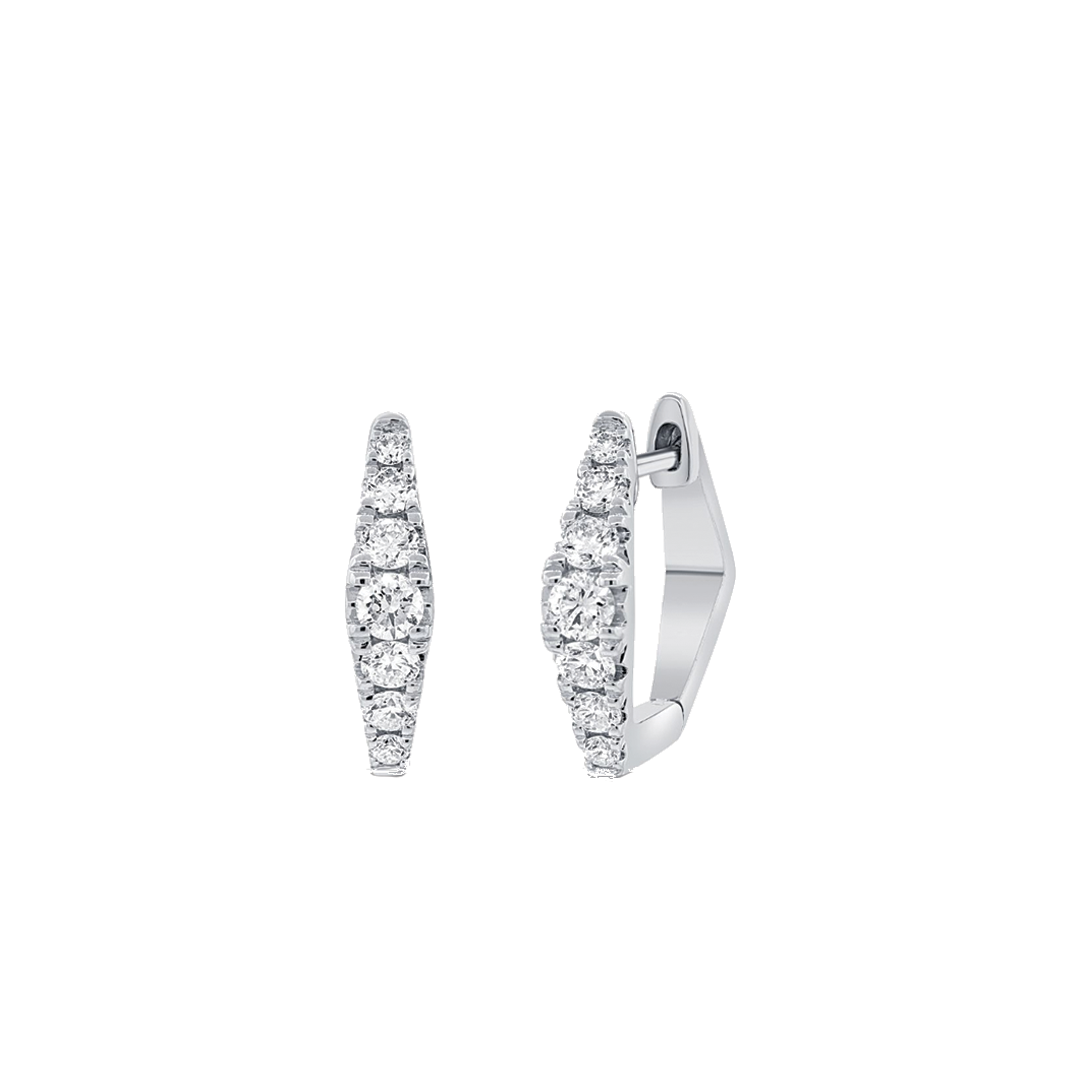 Tapered Diamond Hoop Earrings in White Gold