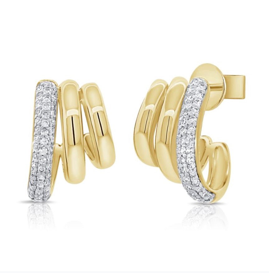3-row Cage Diamond Hoop Earrings