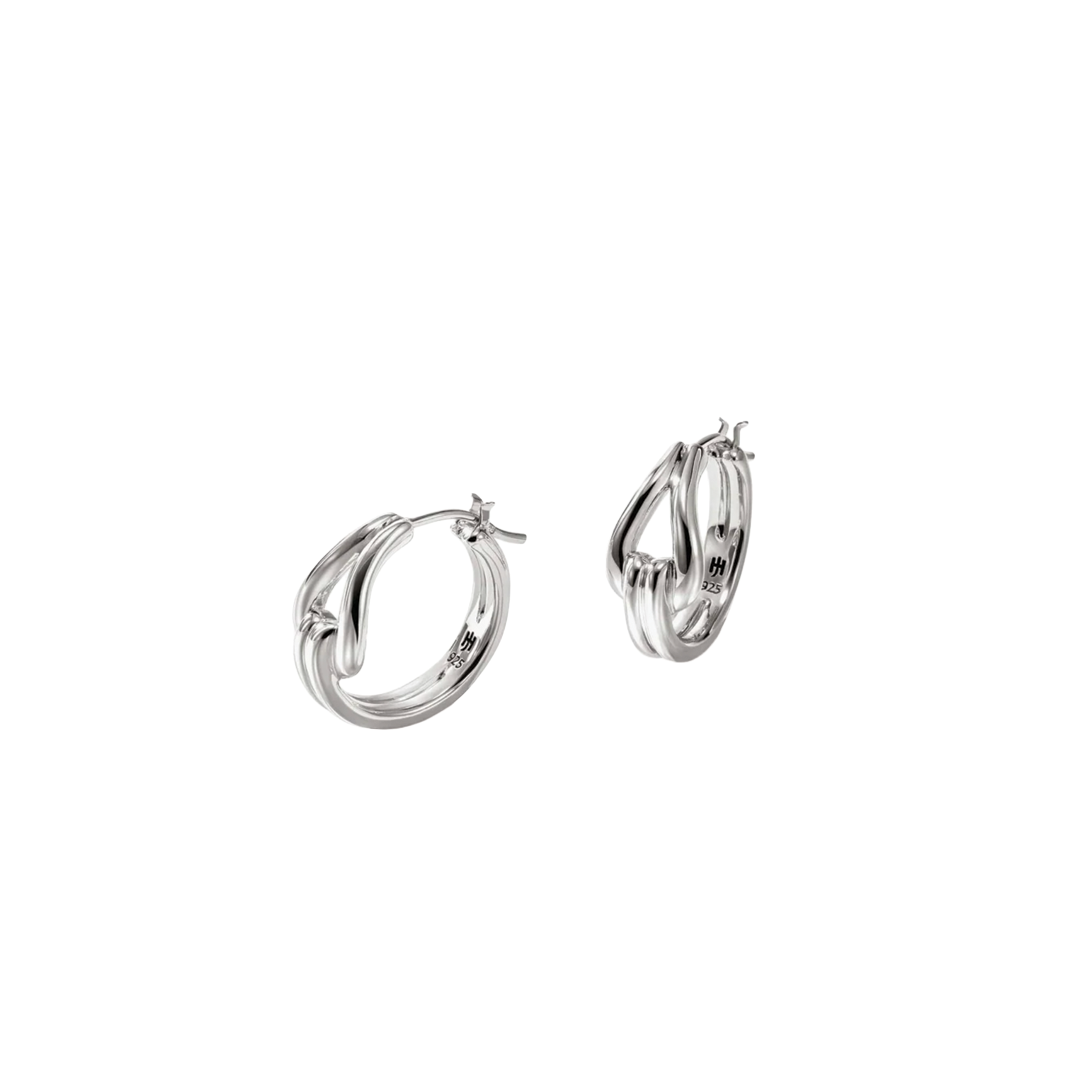 Sterling Silver Surf Hoop Earrings, Medium