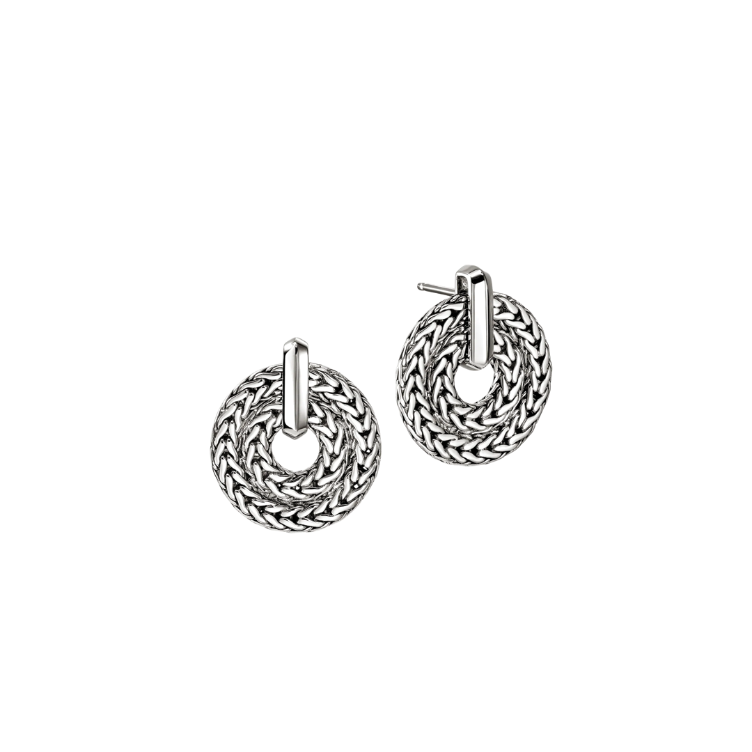 19.5mm Sterling Silver Icon Link Stud Earrings